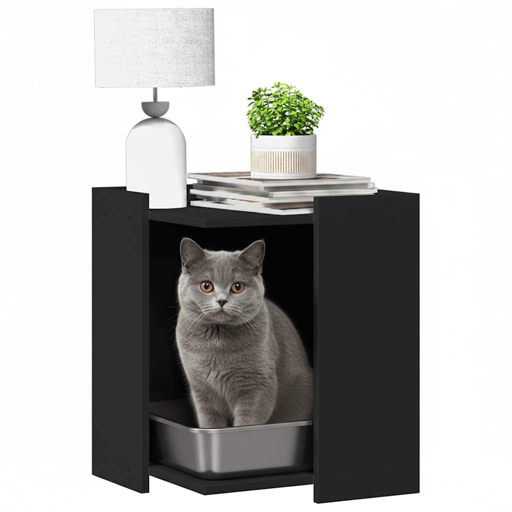 Vidaxl kattenbakkast 42x42x51 cm bewerkt hout zwart