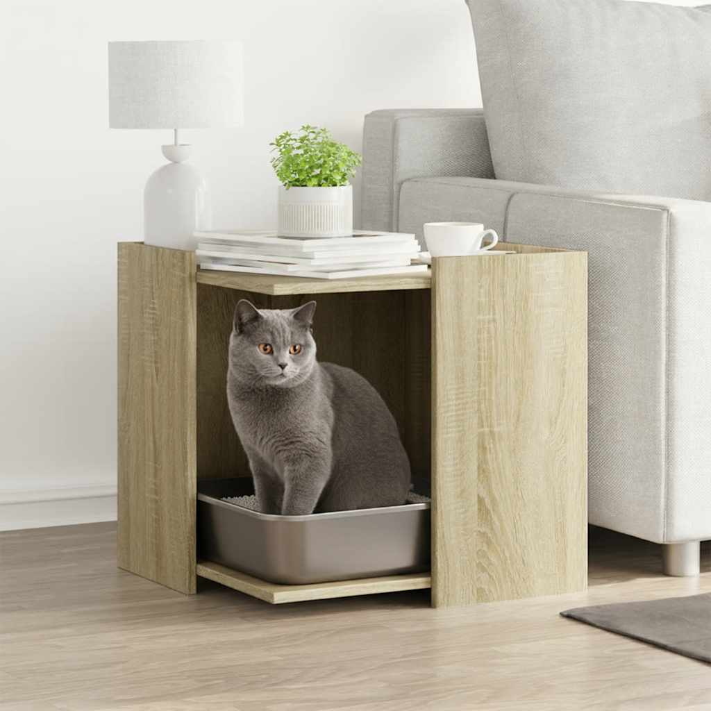 Vidaxl kattenbakkast 53x53x51 cm bewerkt hout sonoma eikenkleurig