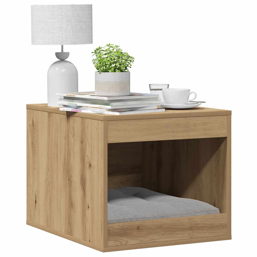 Vidaxl kattenbakkast 47x59x42 cm bewerkt hout artisanaal eikenkleurig