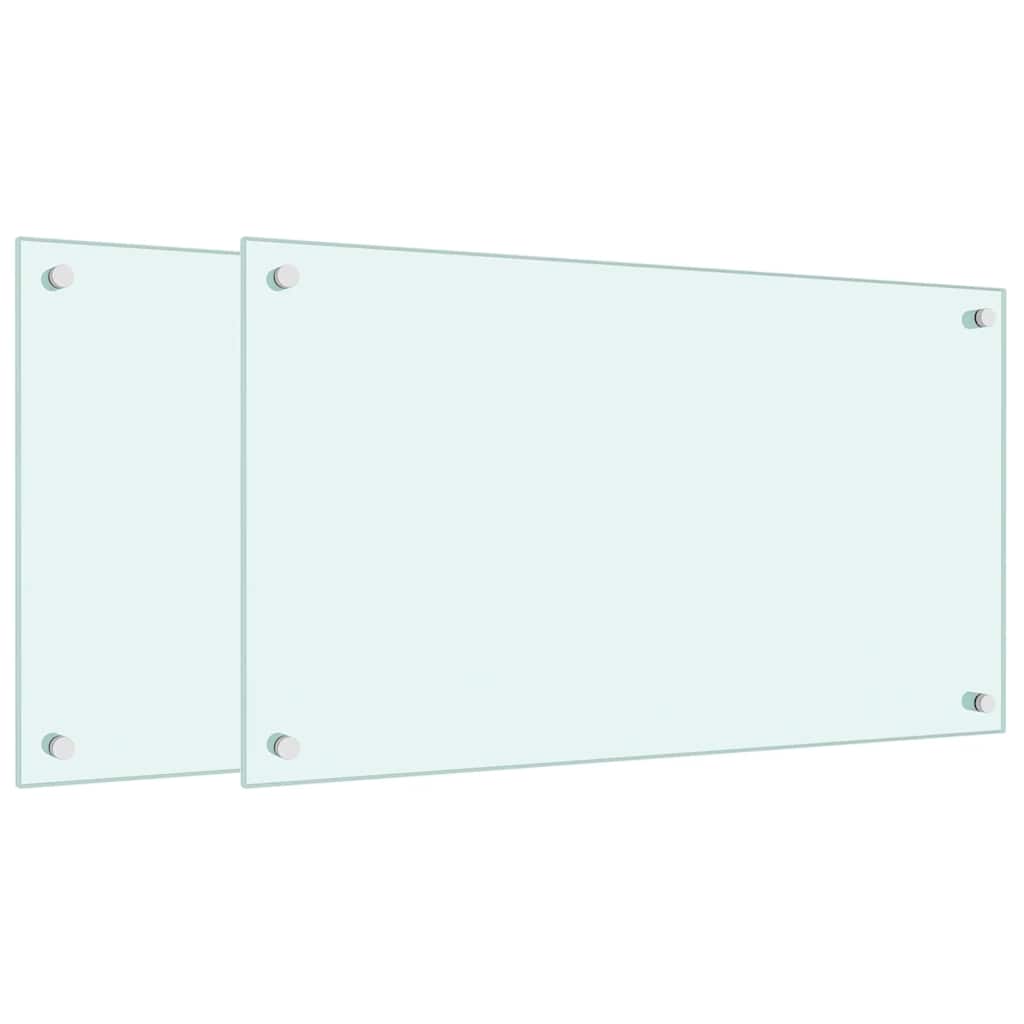 Vidaxl spatschermen keuken 2 st 70x40 cm gehard glas wit