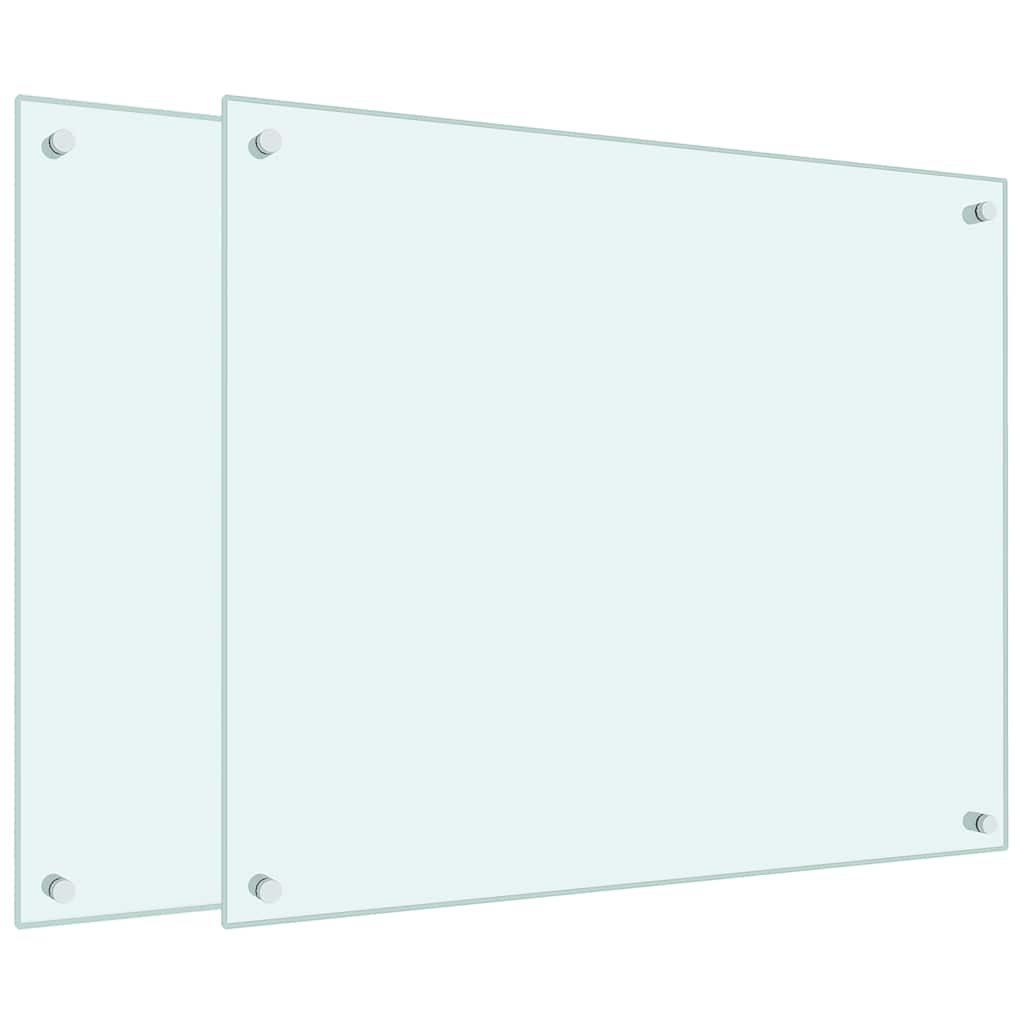 Vidaxl spatschermen keuken 2 st 70x60 cm gehard glas wit