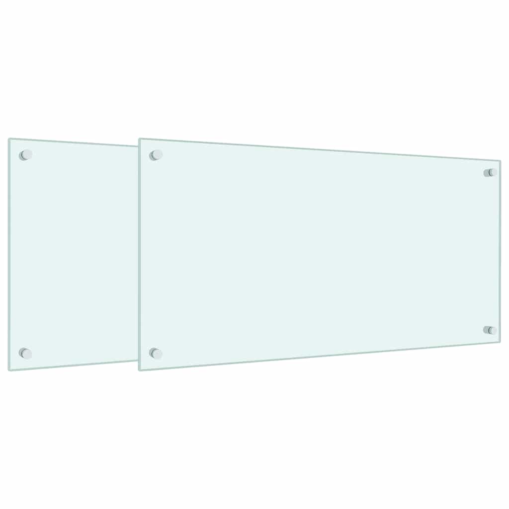 Vidaxl spatschermen keuken 2 st 80x40 cm gehard glas wit