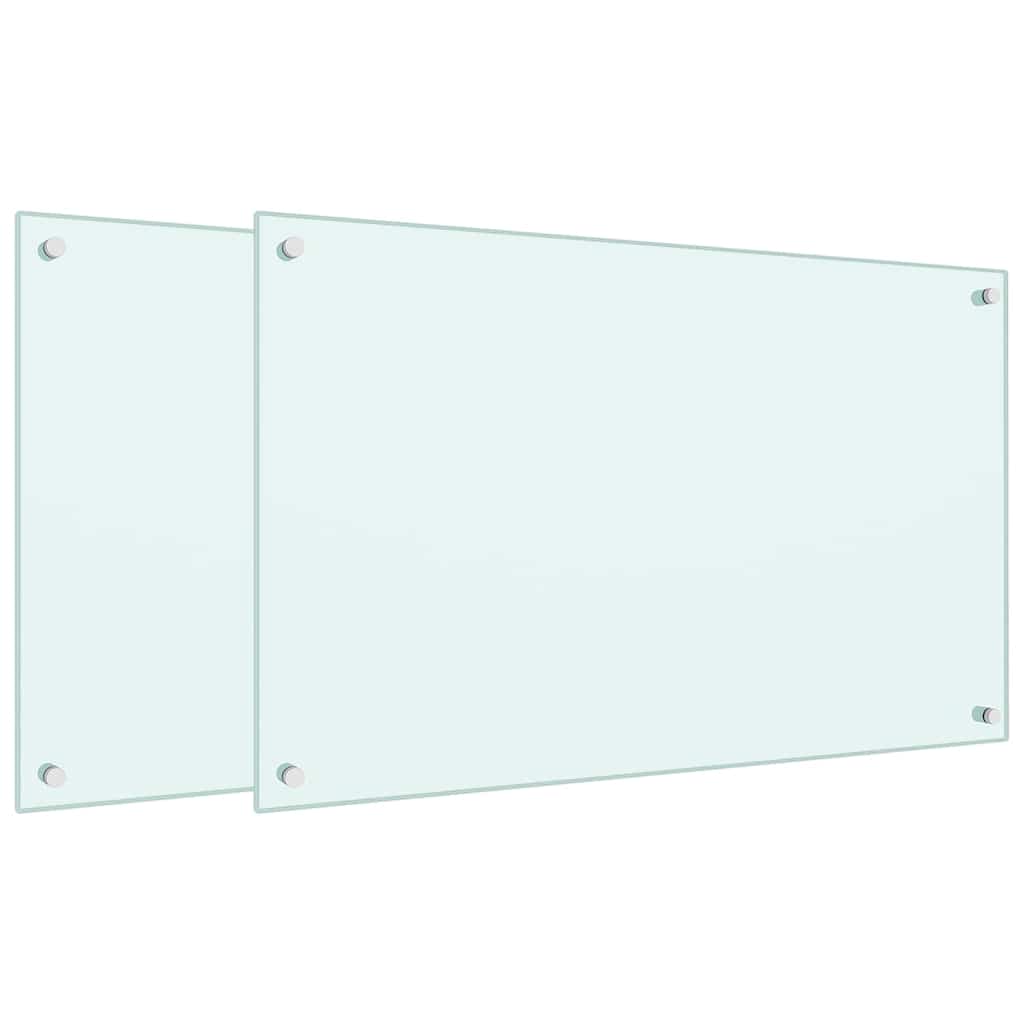 Vidaxl spatschermen keuken 2 st 80x50 cm gehard glas wit