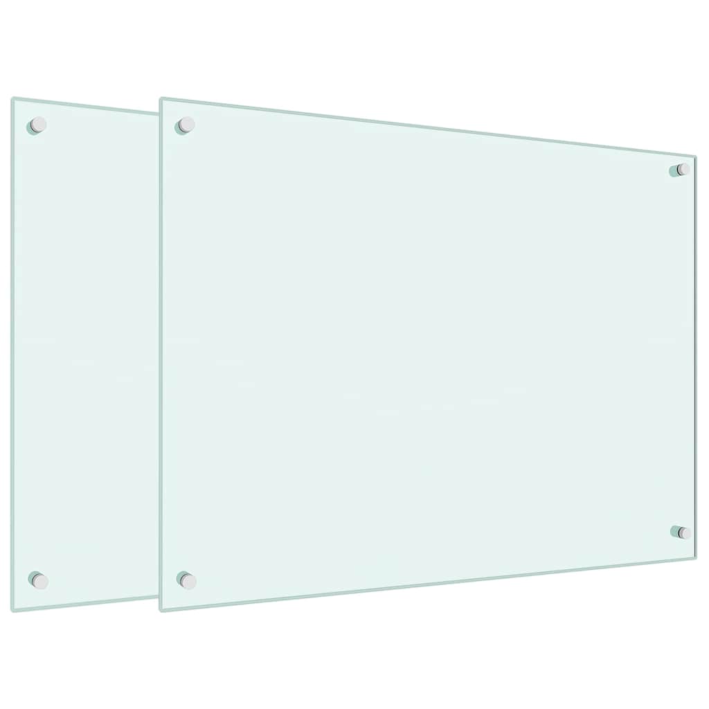 Vidaxl spatschermen keuken 2 st 80x60 cm gehard glas wit