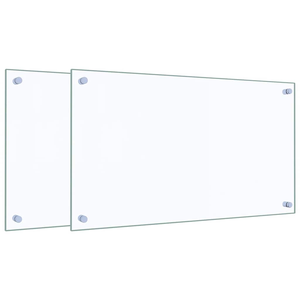 Vidaxl spatschermen keuken 2 st 70x40 cm gehard glas transparant