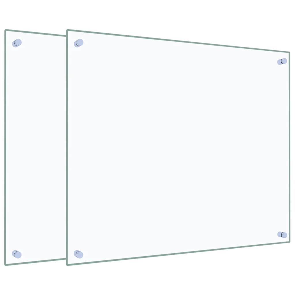 Vidaxl spatschermen keuken 2 st 70x60 cm gehard glas transparant