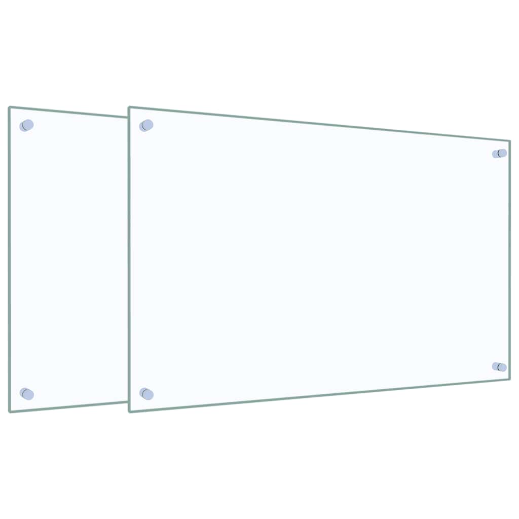 Vidaxl spatschermen keuken 2 st 80x50 cm gehard glas transparant