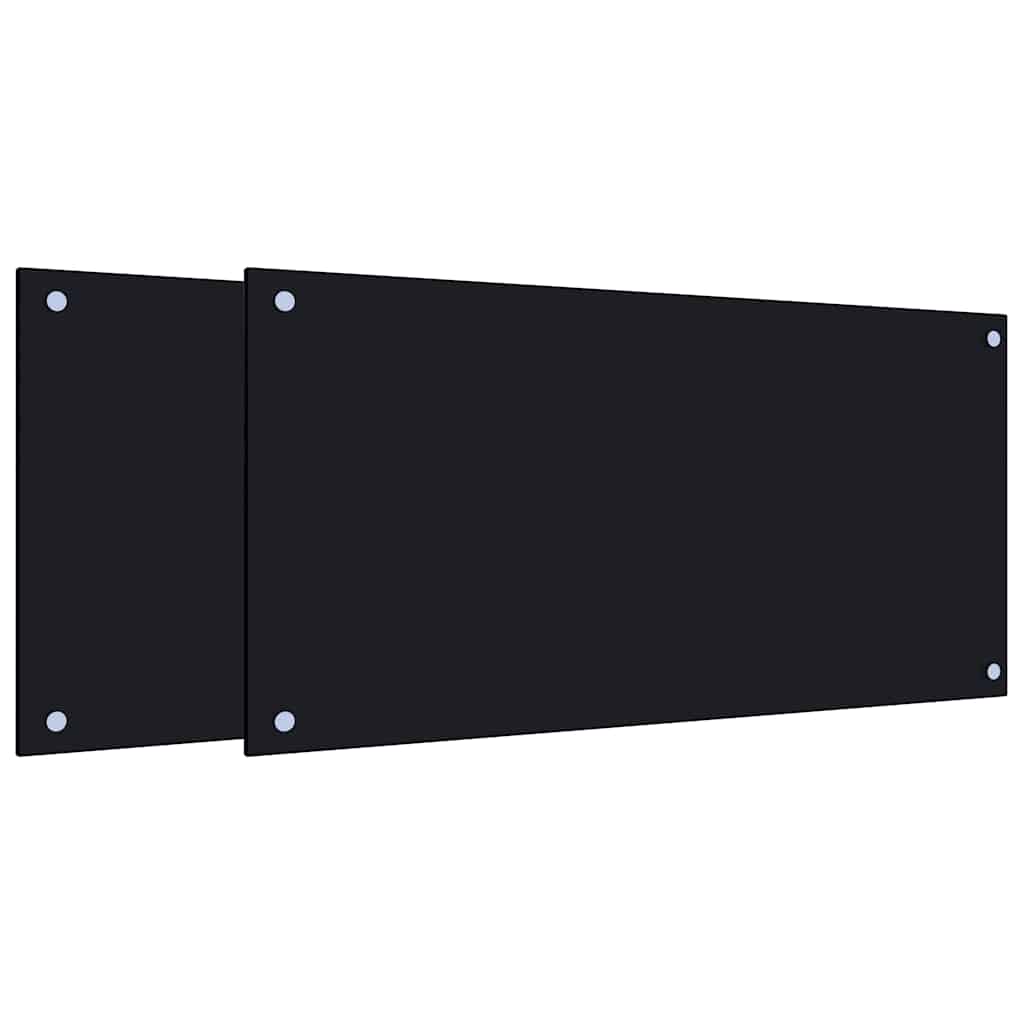 Vidaxl spatschermen keuken 2 st 80x40 cm gehard glas zwart