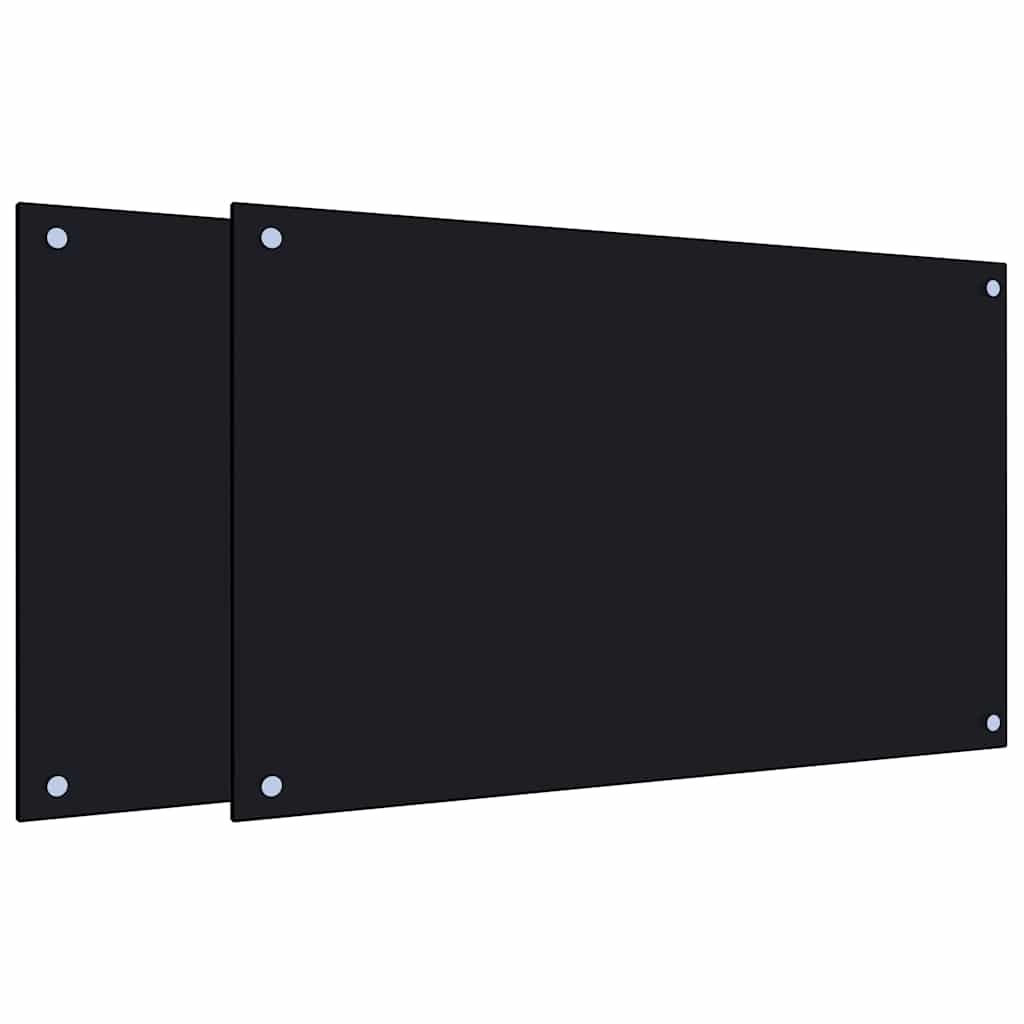 Vidaxl spatschermen keuken 2 st 80x50 cm gehard glas zwart