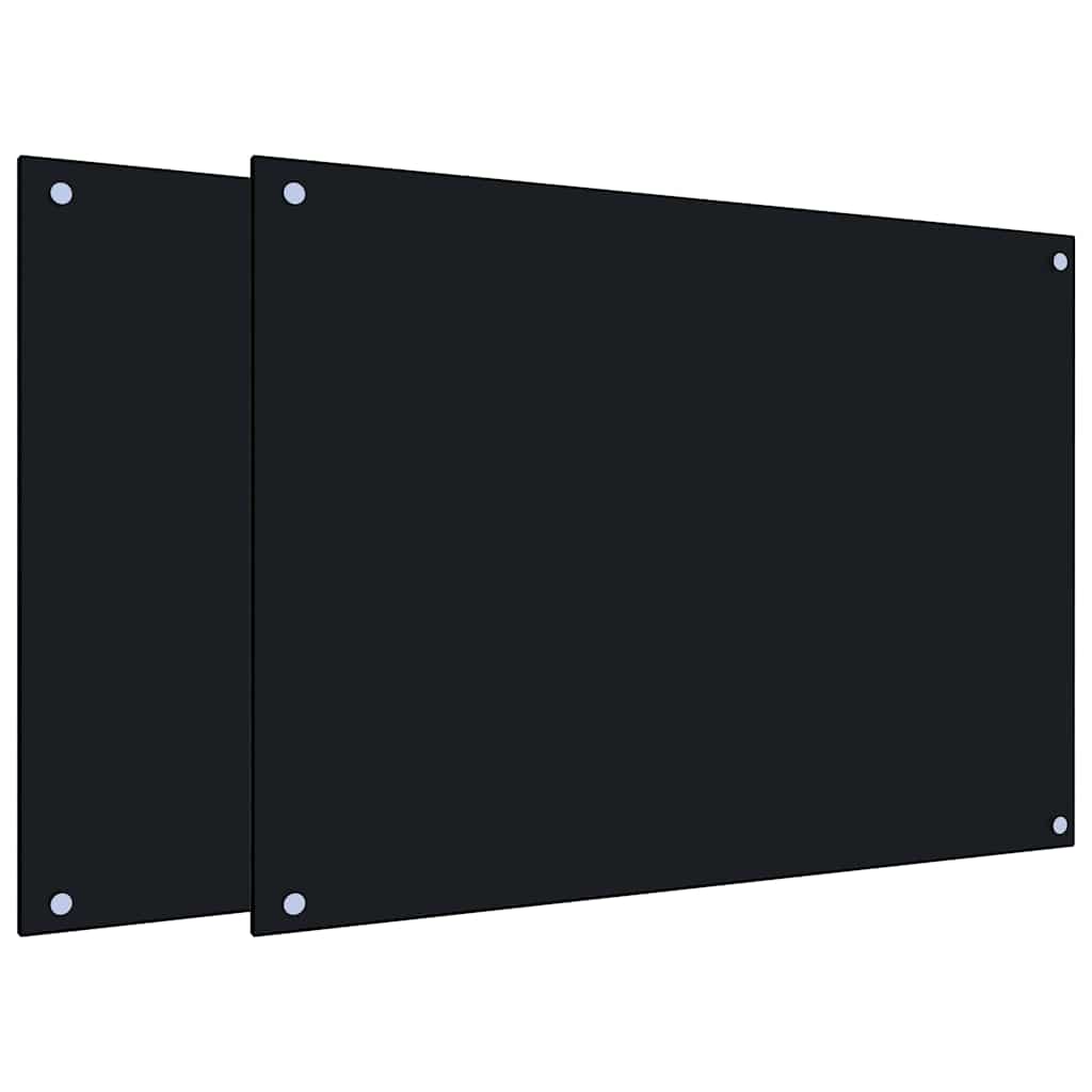 Vidaxl spatschermen keuken 2 st 80x60 cm gehard glas zwart