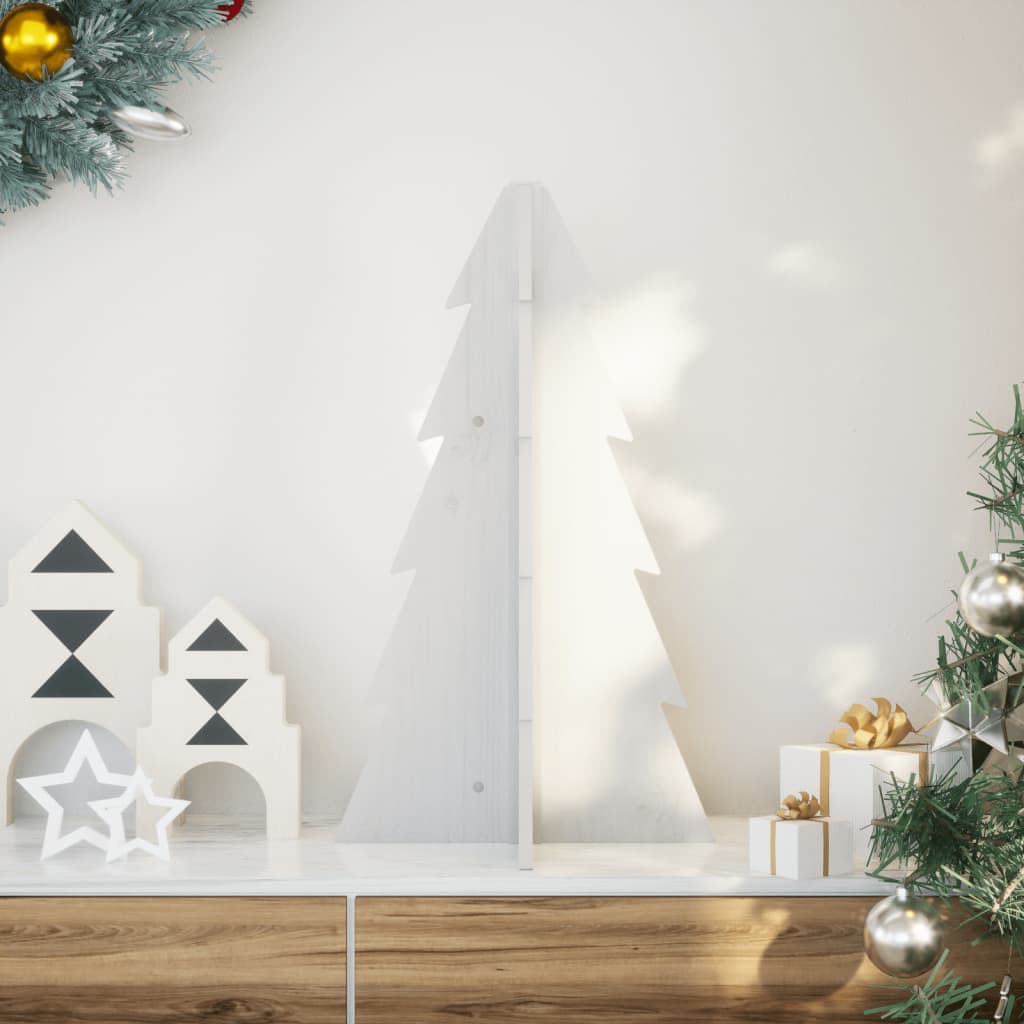 VidaXL Weihnachtsbaum-Dekoration, 69,5 cm, massives Kiefernholz, weiß