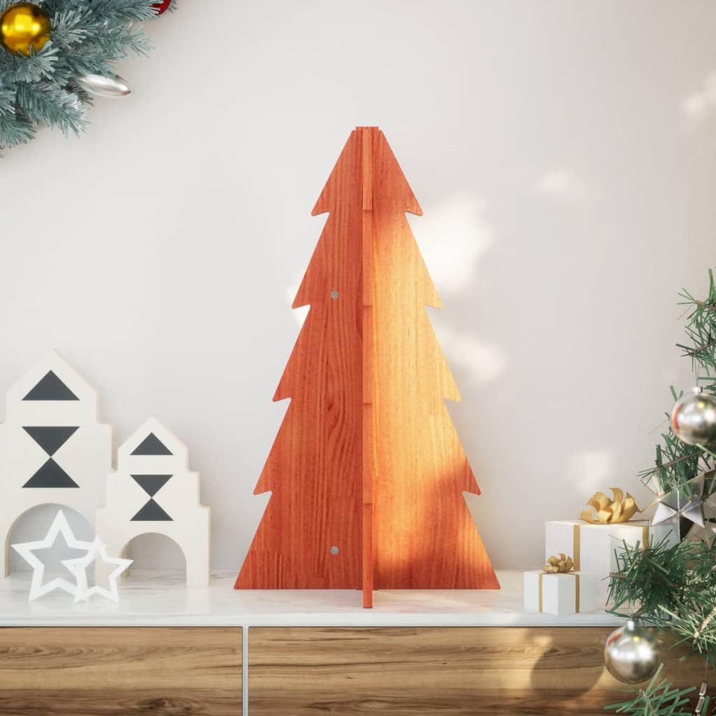 VidaXL Weihnachtsbaum, 69,5 cm, massives Kiefernholz, gewachst, braun