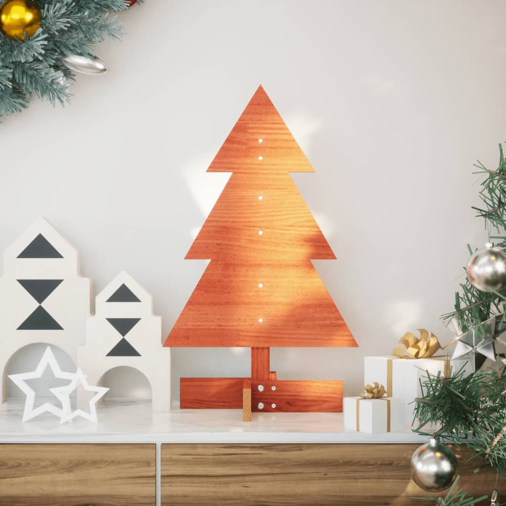 VidaXL Weihnachtsbaum, 60 cm, massives Kiefernholz, gewachst, braun