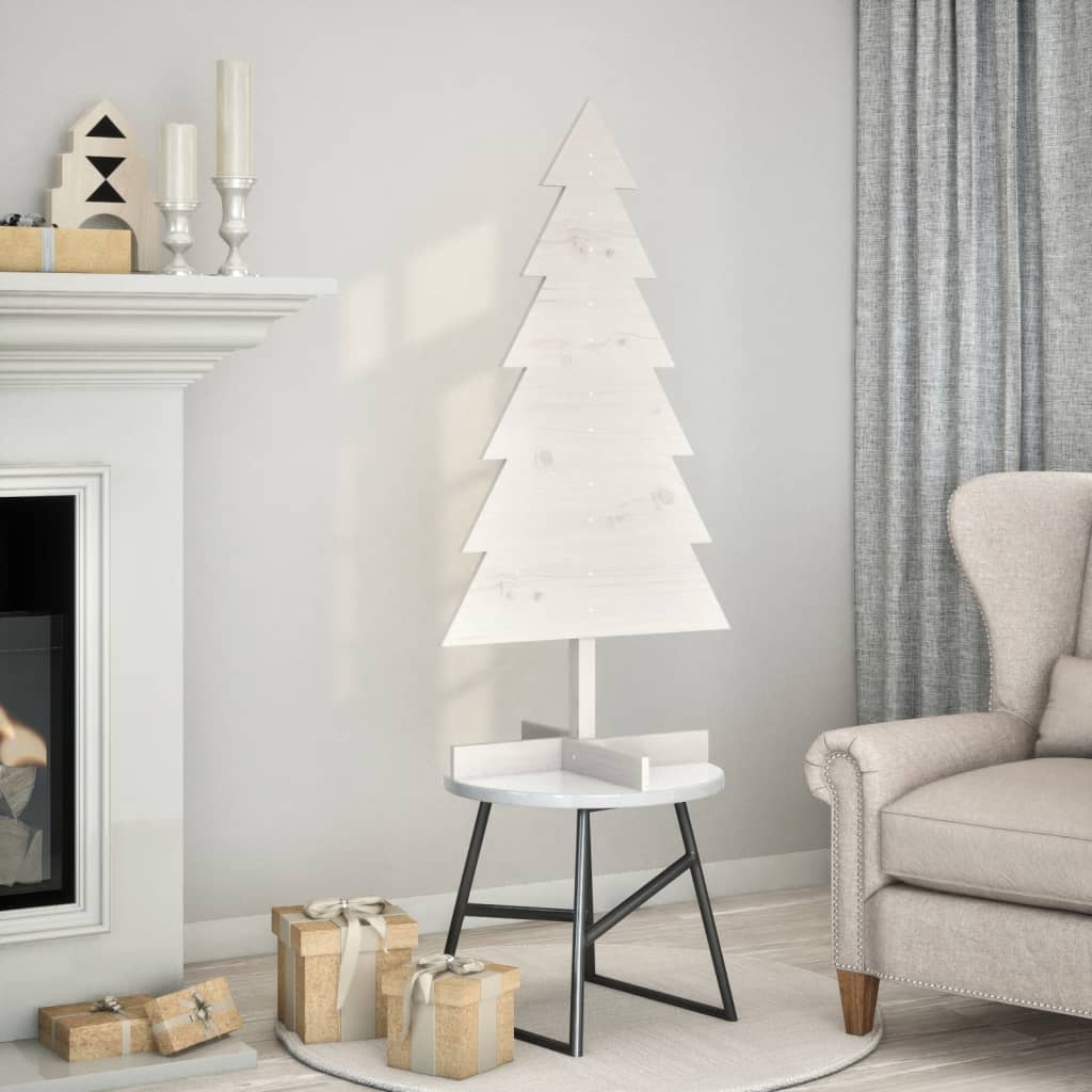 VidaXL Weihnachtsbaum 120 cm, massives Kiefernholz, weiß