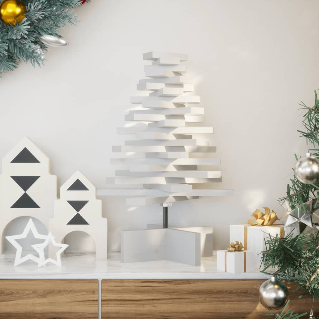 VidaXL Weihnachtsbaum 60 cm, massives Kiefernholz, weiß