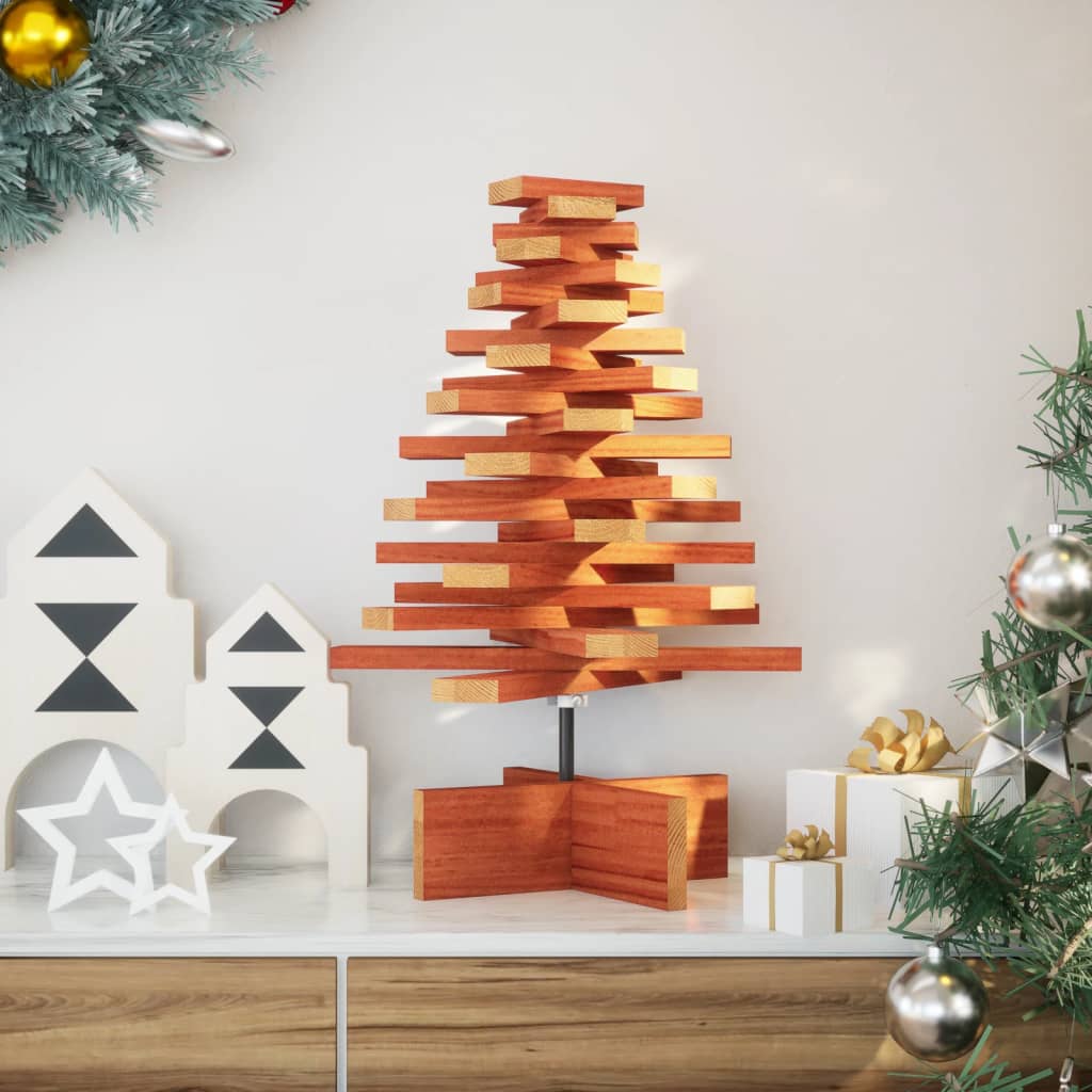 VidaXL Weihnachtsbaum, 60 cm, massives Kiefernholz, gewachst, braun