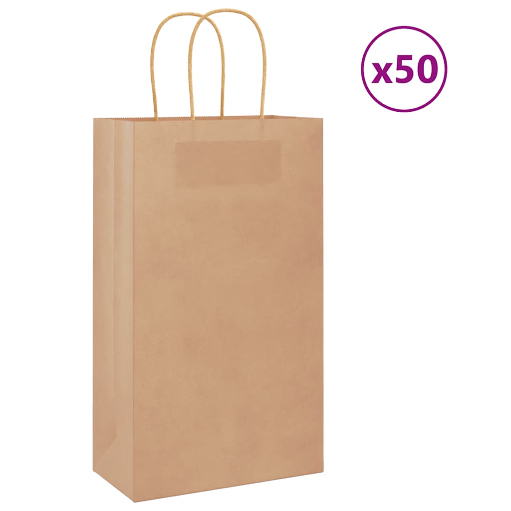 Vidaxl papieren zakken 50 st met hengsels 21x11x36 cm bruin