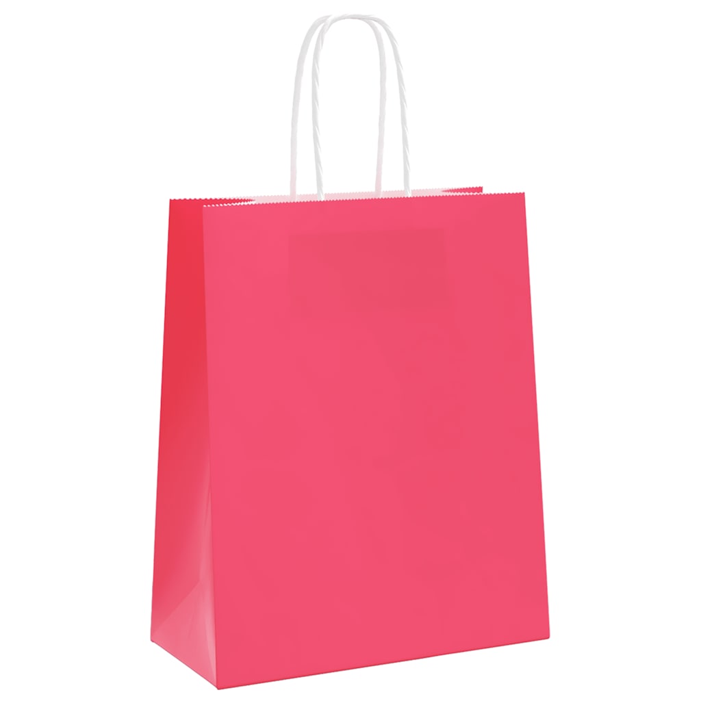 Vidaxl papieren zakken 50 st met hengsels 18x8x22 cm roze