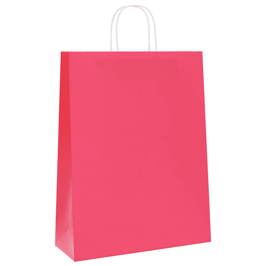 Vidaxl papieren zakken 250 st met hengsels 32x12x42 cm roze