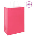 Vidaxl papieren zakken 250 st met hengsels 32x17x44 cm roze