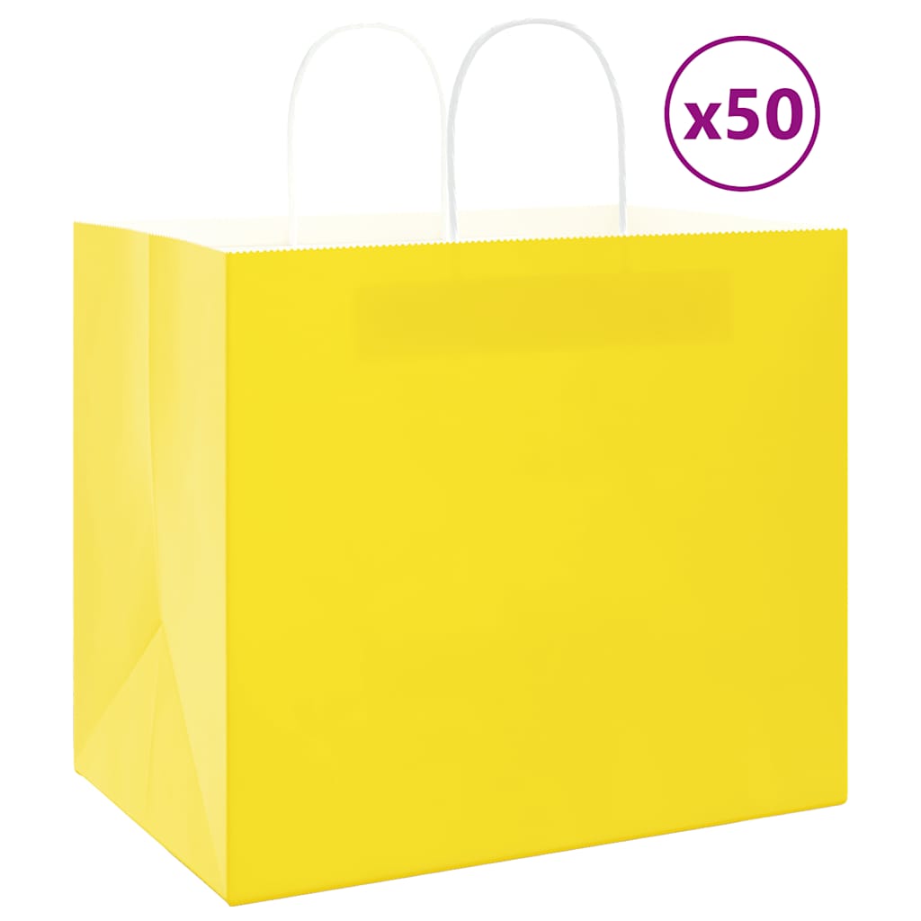 Vidaxl papieren zakken 50 st met hengsels 32x22x28 cm geel