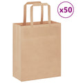 Vidaxl papieren zakken 50 st met hengsels 18x8x22 cm bruin