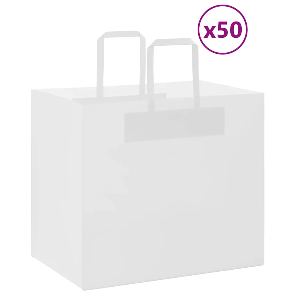 Vidaxl papieren zakken 50 st met hengsels 32x22x28 cm wit