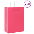 Vidaxl papieren zakken 50 st met hengsels 32x17x44 cm roze