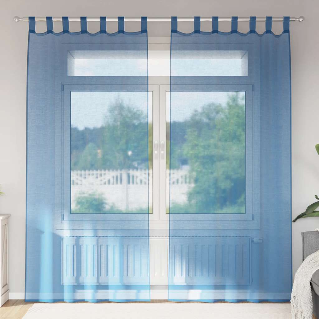 Vidaxl gordijnen voile met lussen 2 st 140x225 cm koningsblauw