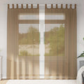 Vidaxl gordijnen voile met lussen 2 st 140x245 cm lichtbruin