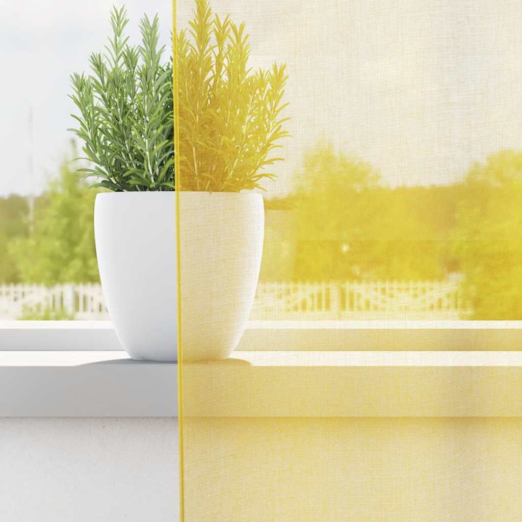 Vidaxl gordijnen voile met lussen 2 st 140x140 cm geel
