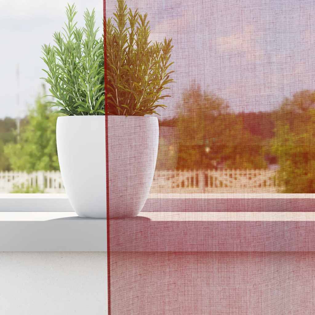 Vidaxl gordijnen voile met lussen 2 st 140x175 cm wijnrood