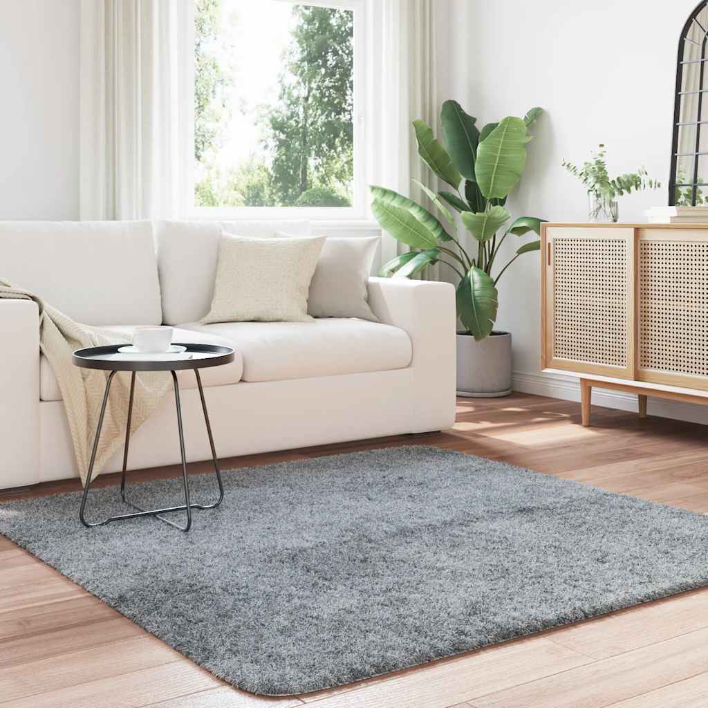 Vidaxl hoogpolig vloerkleed navarra 160x160 cm polyester lichtgrijs