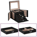Vidaxl sieradendoosje 4-laags spiegel afsluitbaar 22,5x17,5x16,5 cm