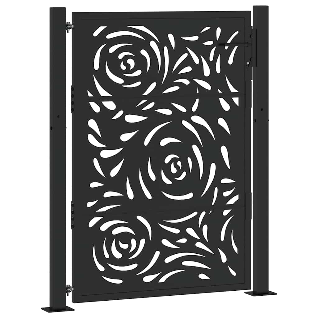 Vidaxl poort met vlamontwerp 100x125 cm staal zwart