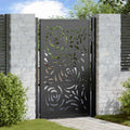 Vidaxl poort met vlamontwerp 100x150 cm staal zwart