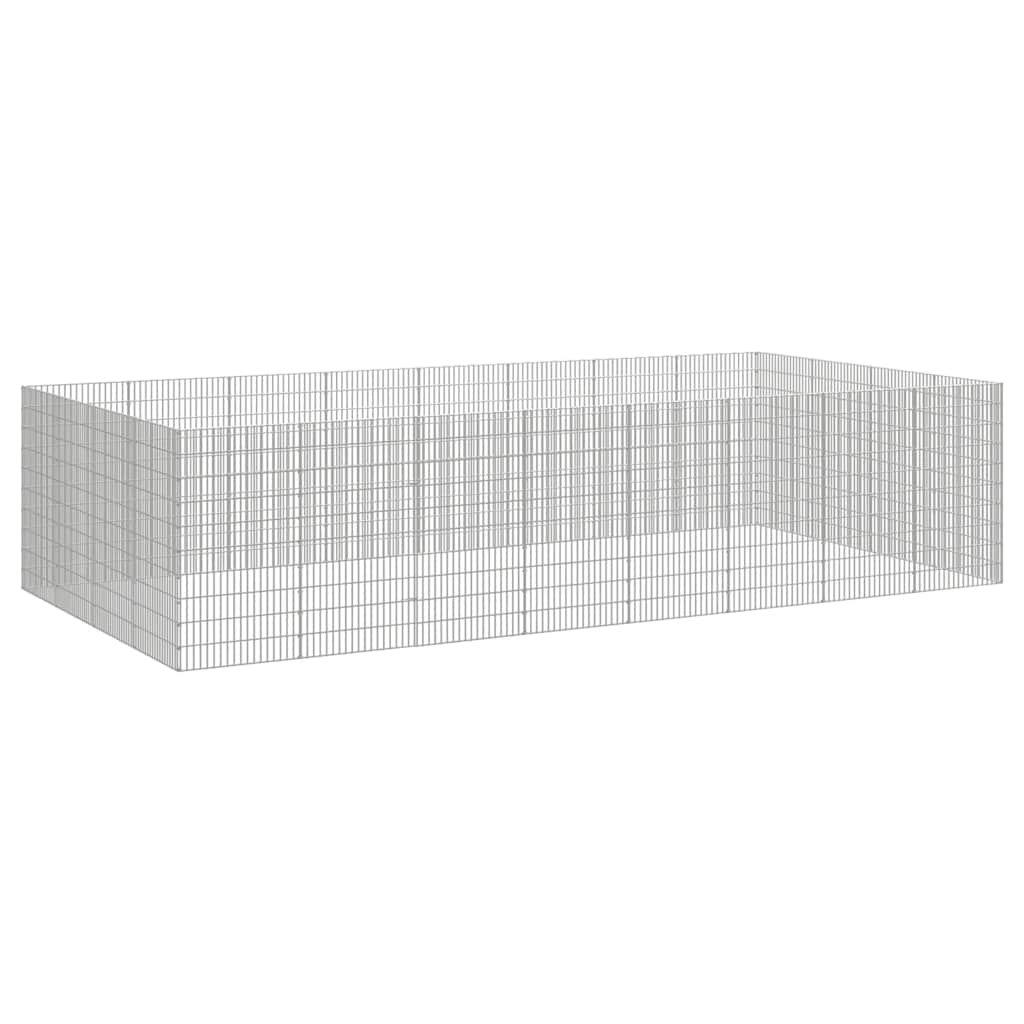 VidaXL Dierenverblijf 24 panelen 54x100 cm gegalvaniseerd ijzer