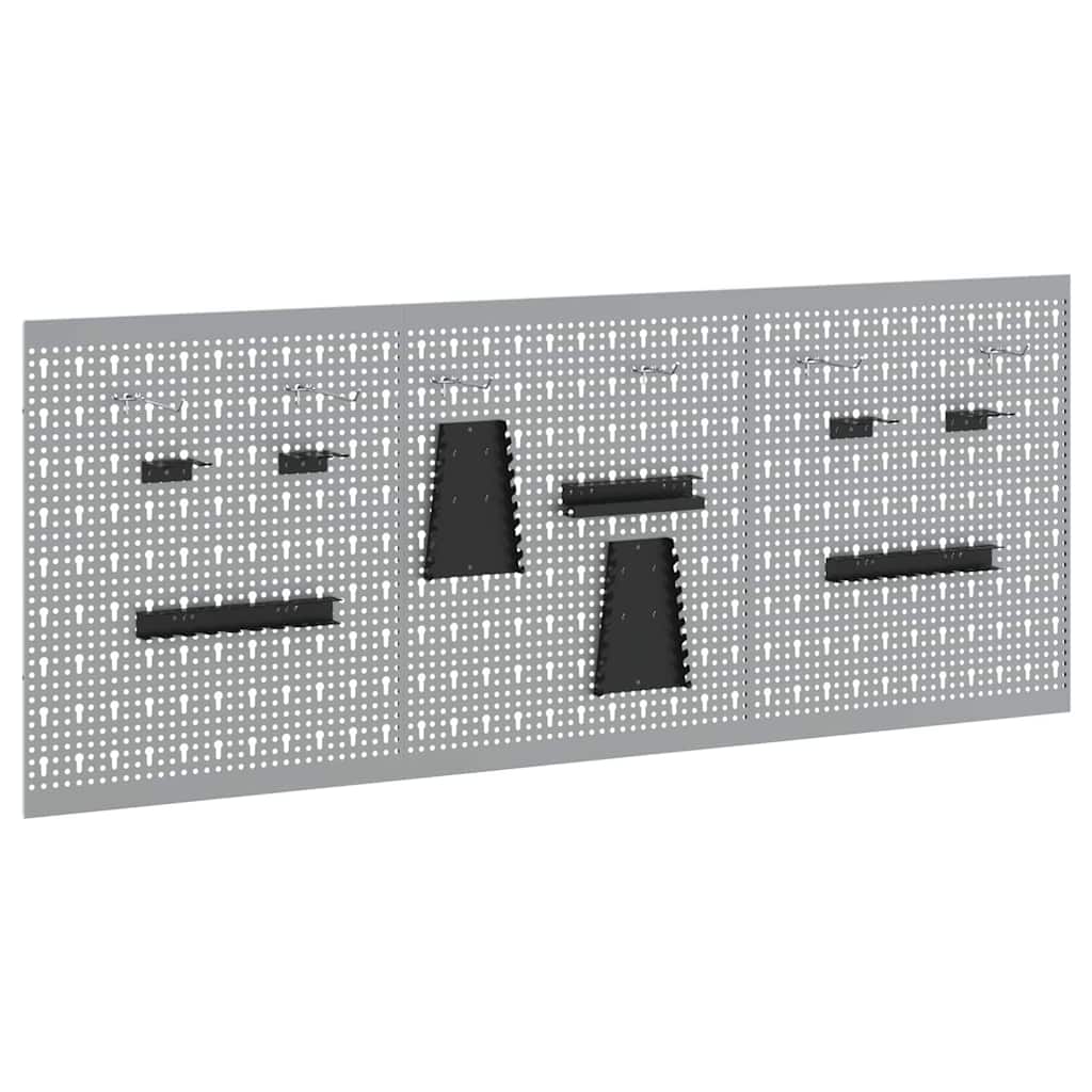 Vidaxl gereedschap wandpaneel 3 pcs grijs 150 x 1 x 60 cm