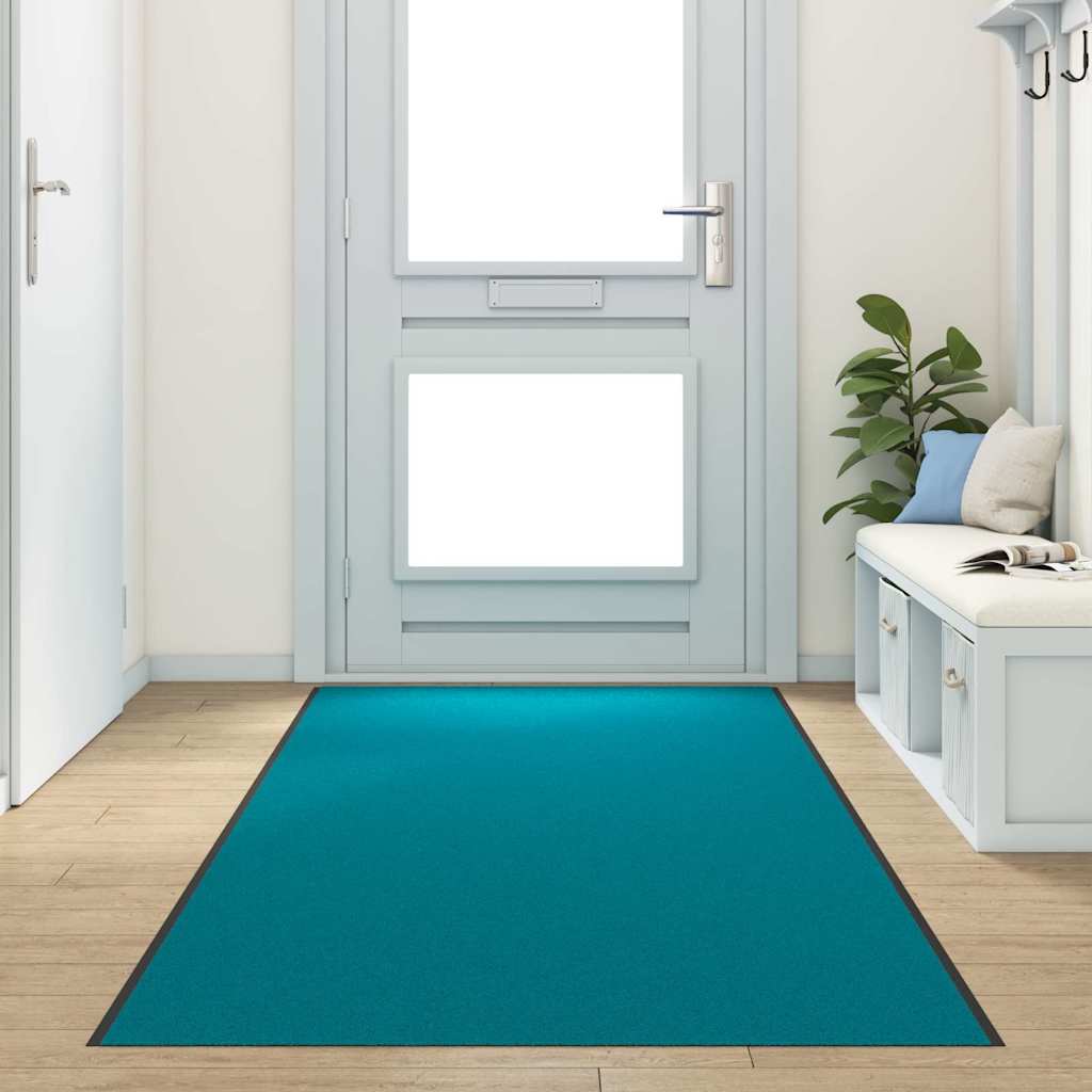 Vidaxl deurmat anders cyaan en zwart 120 x 400 cm polyamide en pvc
