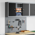 Vidaxl gereedschapskast set met plank 3 pcs zwart gepoedercoat staal