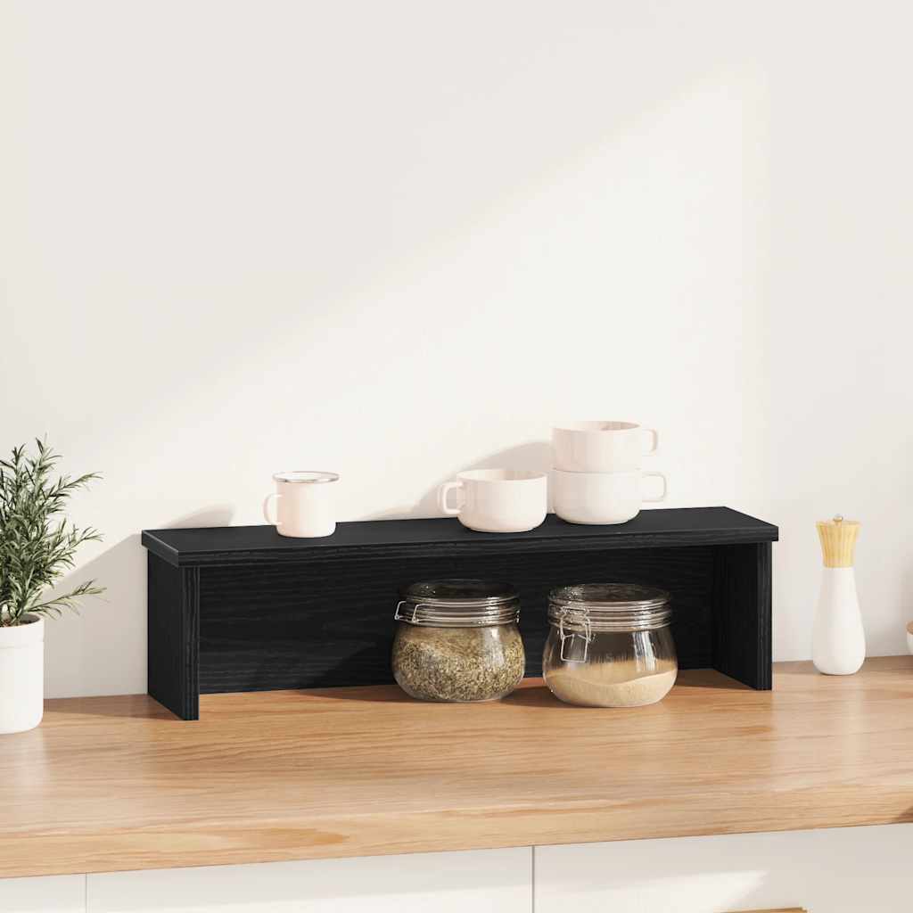 VidaXL Stapelbares Küchenregal 60x15x16 cm, Holzoptik, Schwarz