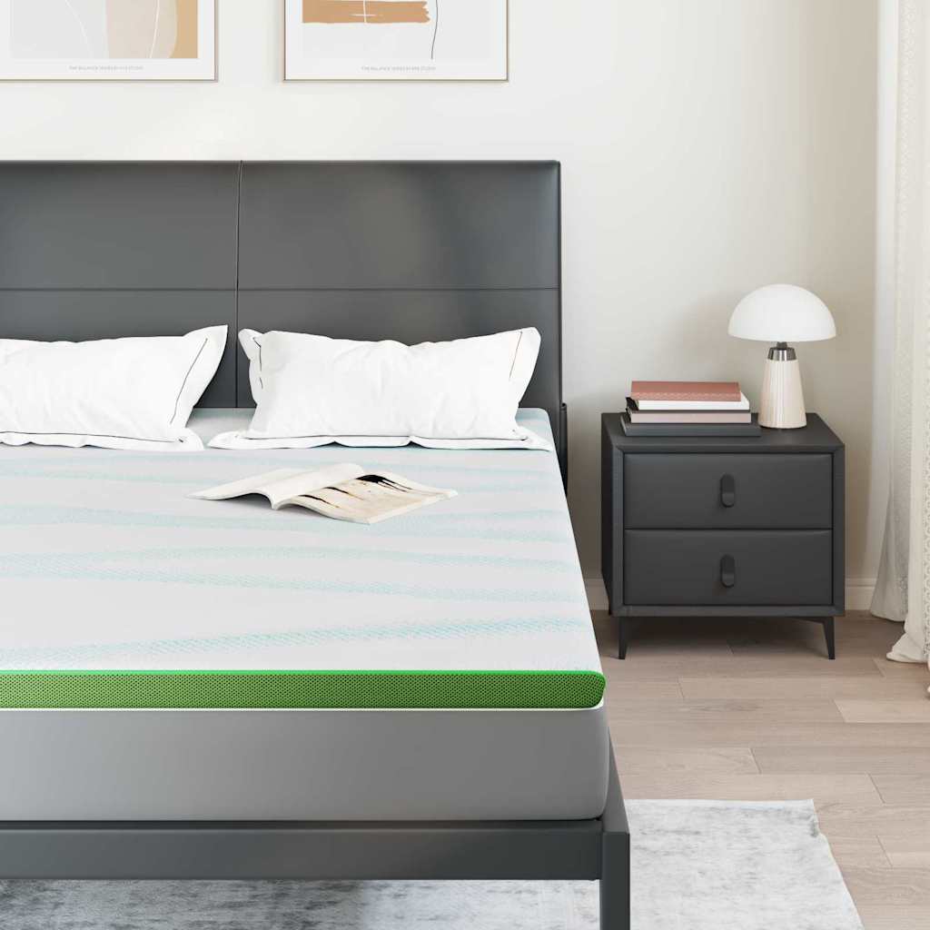 Vidaxl matrastopper wit en groen 160 x 200 cm jacquard stof