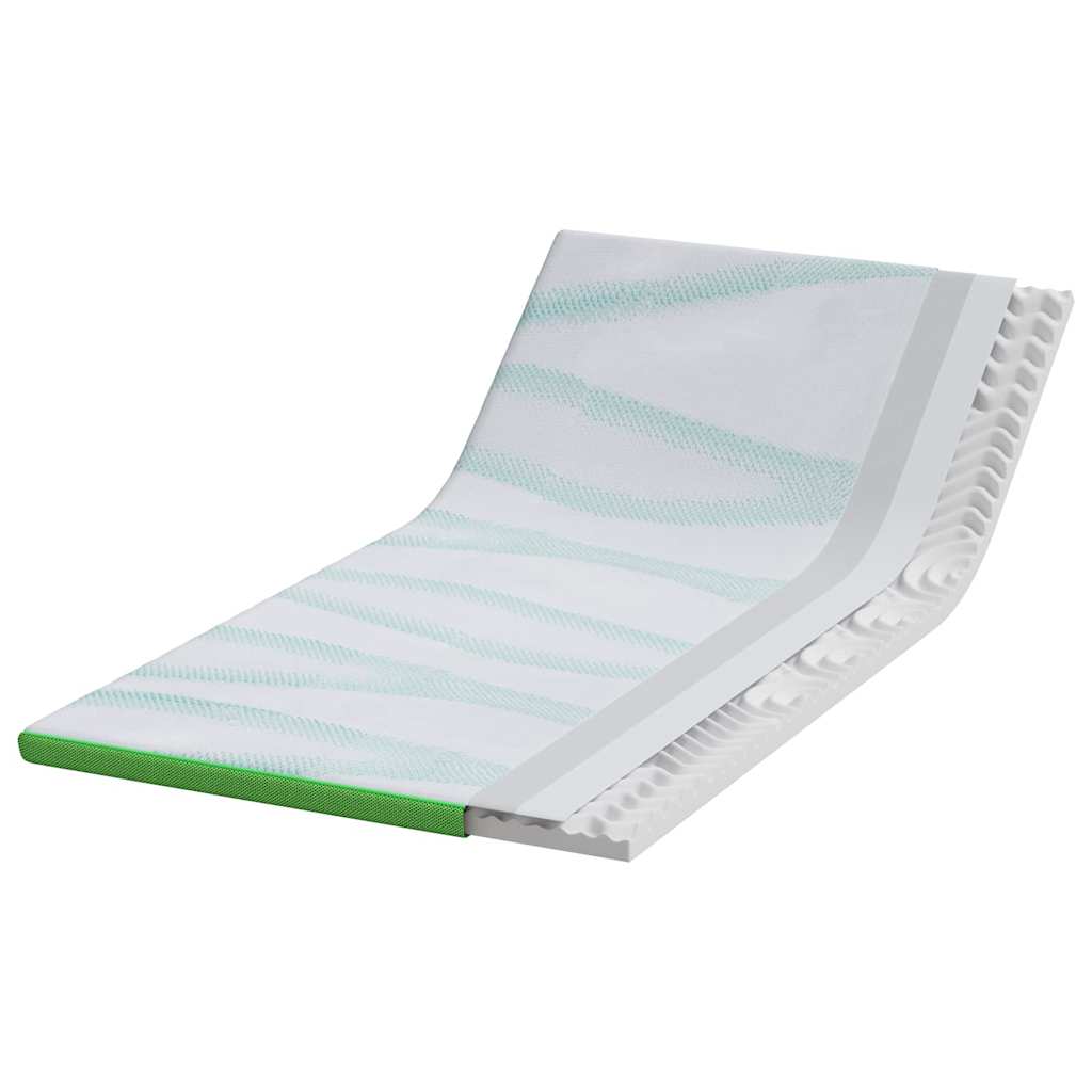 Vidaxl matrastopper wit en groen 120 x 200 cm jacquard stof