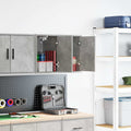 Vidaxl garagewandkasten 2 st bewerkt hout betongrijs