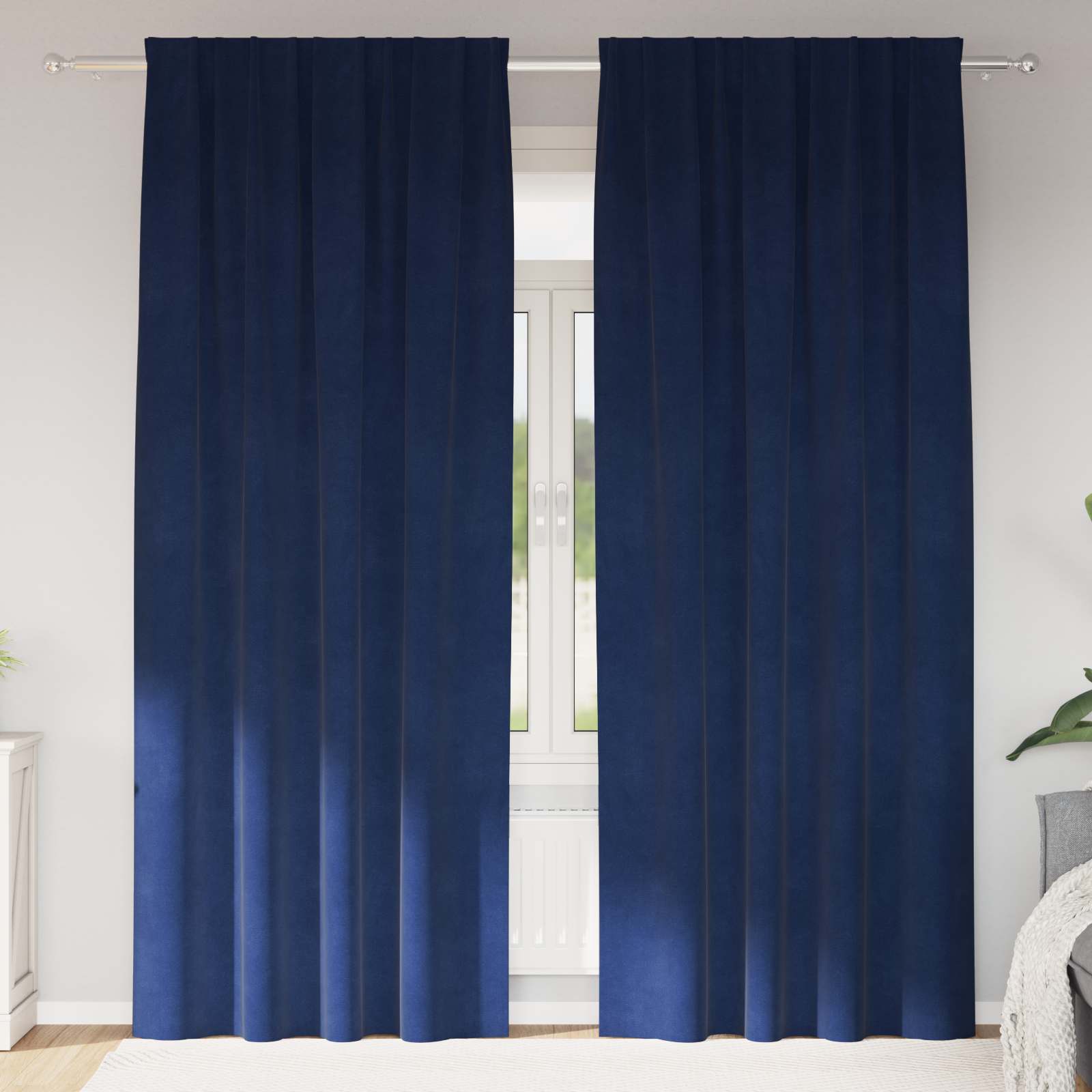 Vidaxl verduisterende gordijnen 2 pcs donkerblauw 140 x 225 cm fluweel