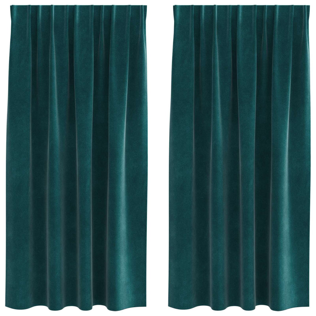 Vidaxl verduisterende gordijnen 2 pcs donkergroen 140 x 175 cm fluweel