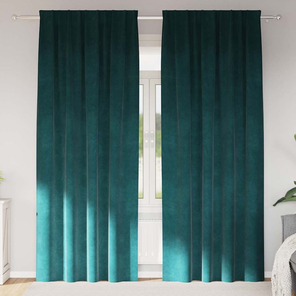 Vidaxl verduisterende gordijnen 2 pcs donkergroen 140 x 245 cm fluweel
