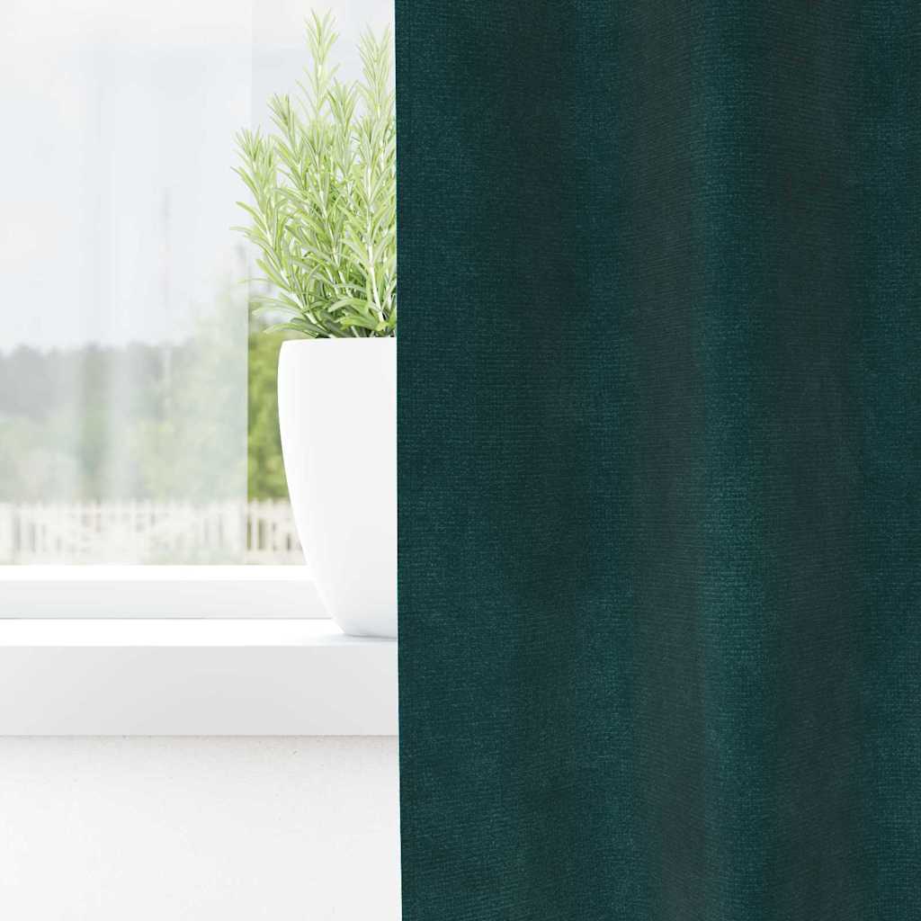 Vidaxl verduisterende gordijnen 2 pcs donkergroen 140 x 225 cm fluweel