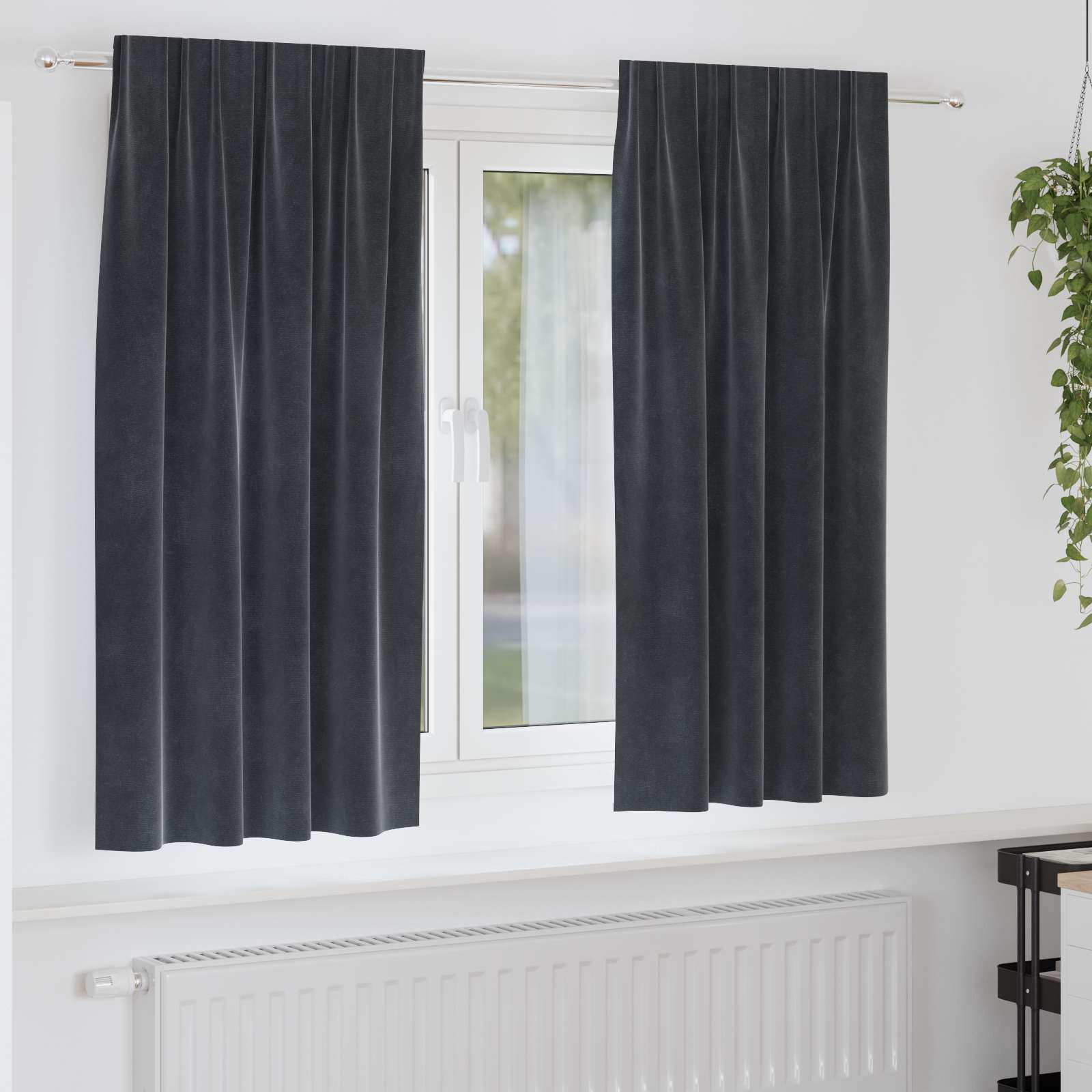 Vidaxl verduisterende gordijnen 2 pcs donkergrijs 140 x 175 cm fluweel