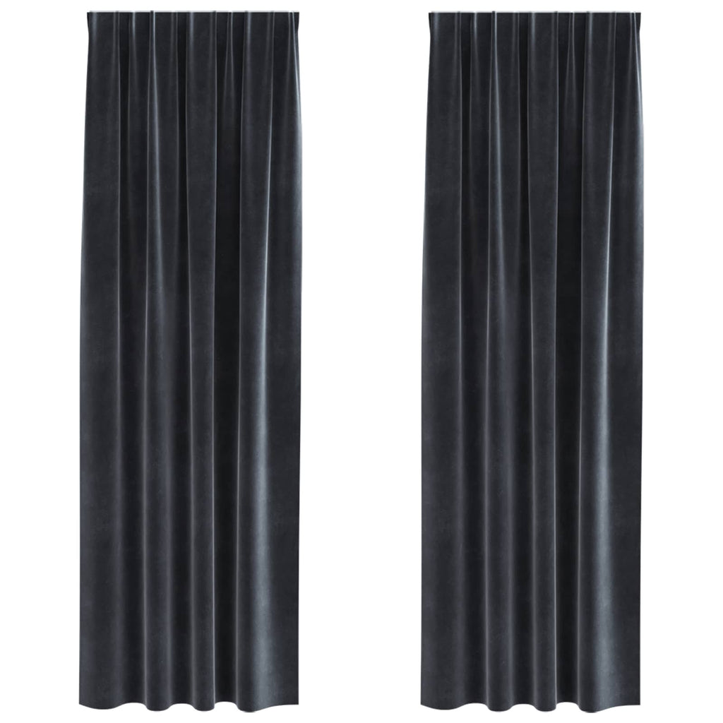 Vidaxl verduisterende gordijnen 2 pcs donkergrijs 140 x 225 cm fluweel